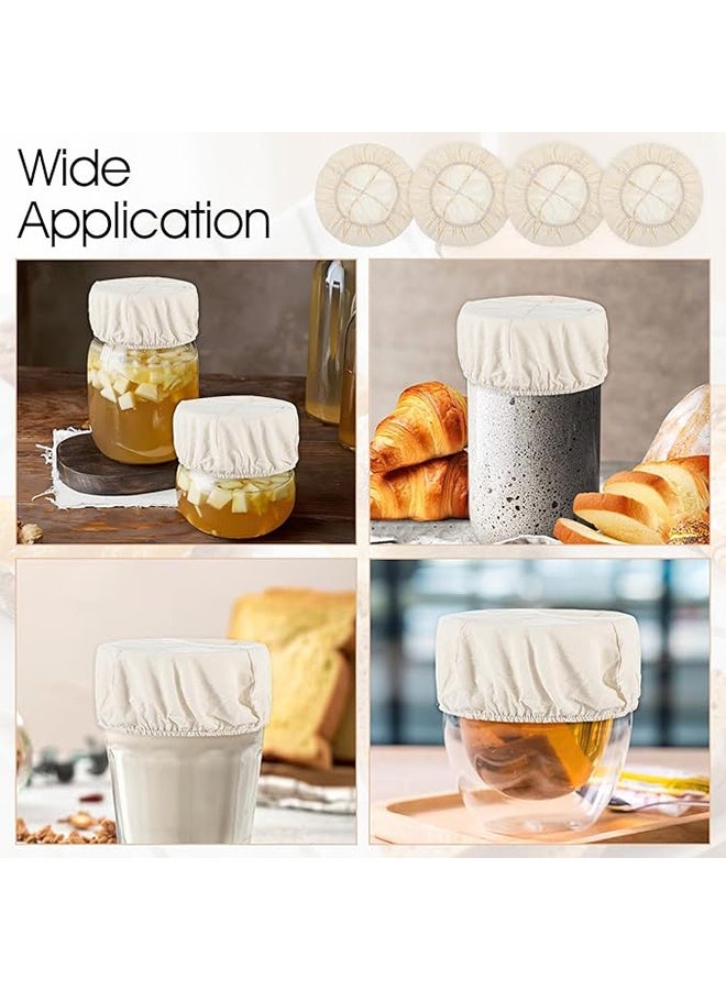 4 PCS Sourdough Bowl Covers, Reusable Cloth Bowl Covers for Sourdough Bread Proofing Washable Linen Cotton Bowls Cover Elastic Stretchable Fabric Lids for Fermentation Jars - Image 4